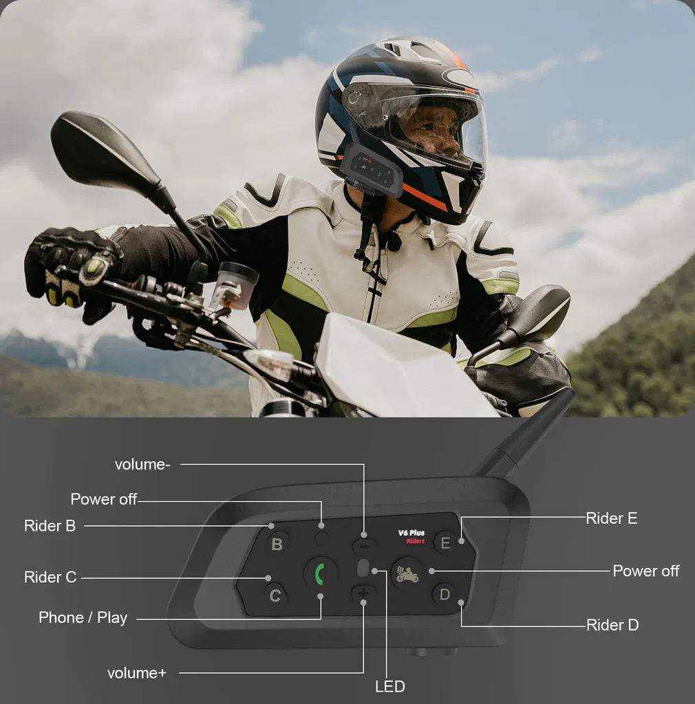 Intercom Moto Bluetooth Kit Main Libre avec Réponse Auto - Pack de 2 - 8