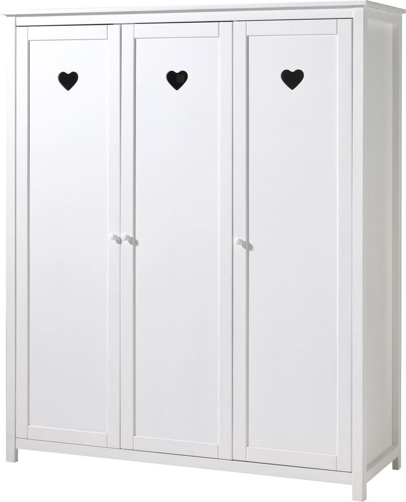 Kleiderschrank Kamila 159x57x191 Schrank 3 türig MDF+Massivholz Weiß