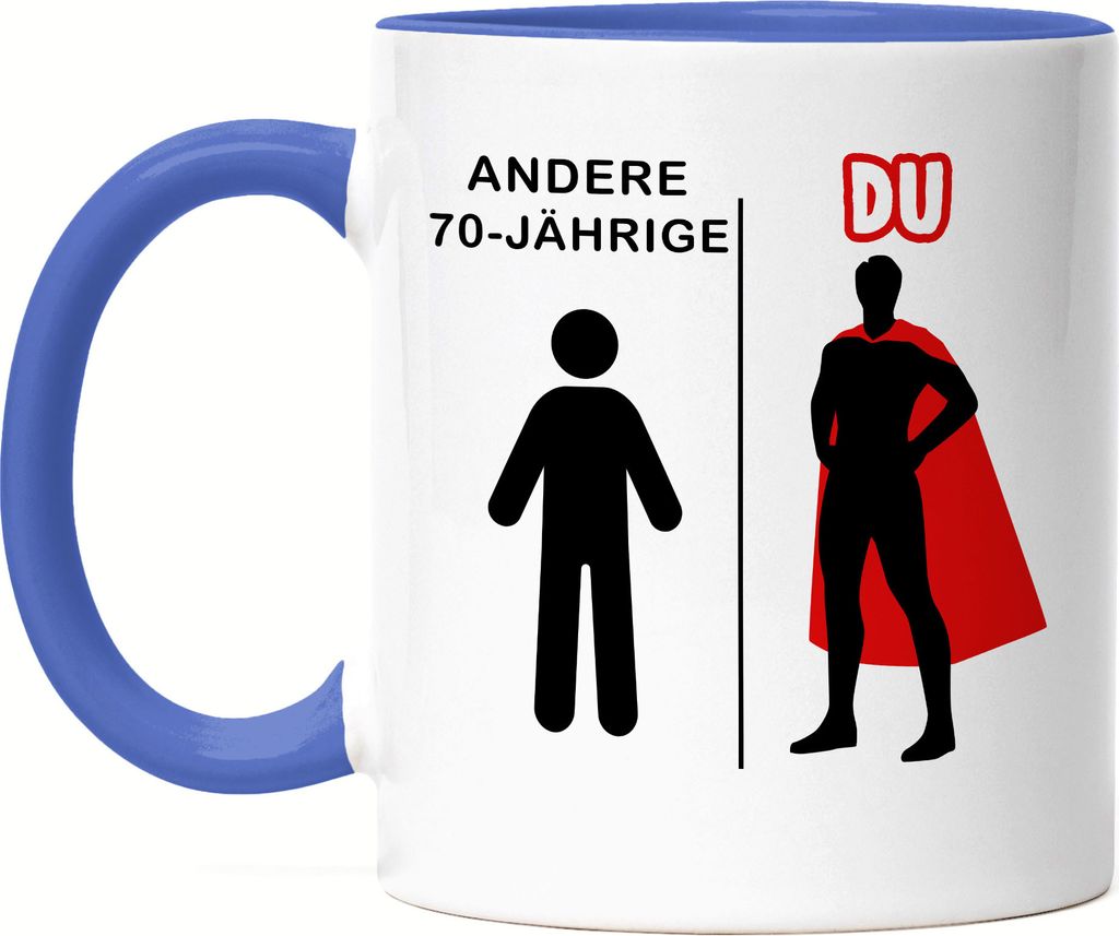 Andere 70-Jährige Du Tasse Blau Geburtstagsgeschenk zum 70. Lustige Geschenkidee Superheld