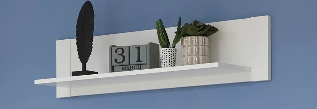 Étagère de rangement Alba blanche pour CD et petits objets dans le salon