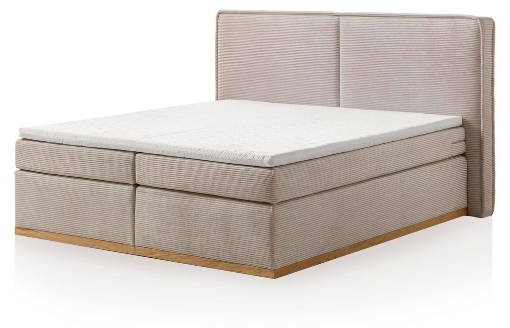 LIVOJO S13 Schlafzimmer Boxspringbett 180 x 200 cm CORD Webvelours Hellbeige