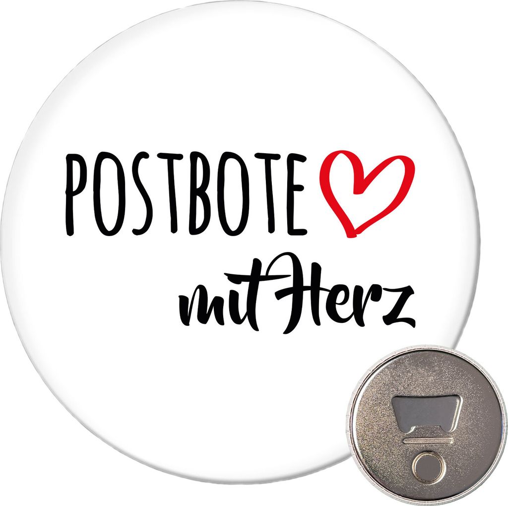 Huuraa Magnet Postbote mit Herz 59mm Kühlschrankmagnet rund Produktbild 