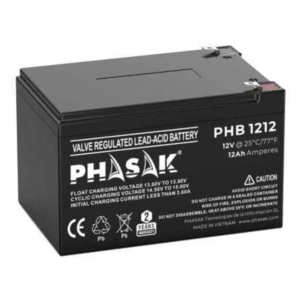 Batteria Industriale Phasak PHB 1212 12V 12Ah | Ricambio UPS e Sicurezza