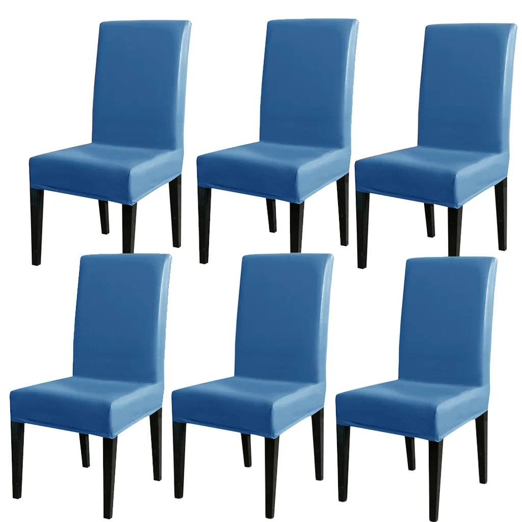 Fodere Sedie Sala da Pranzo 6 Pezzi: Ecopelle Blu Idrorepellente Elegante