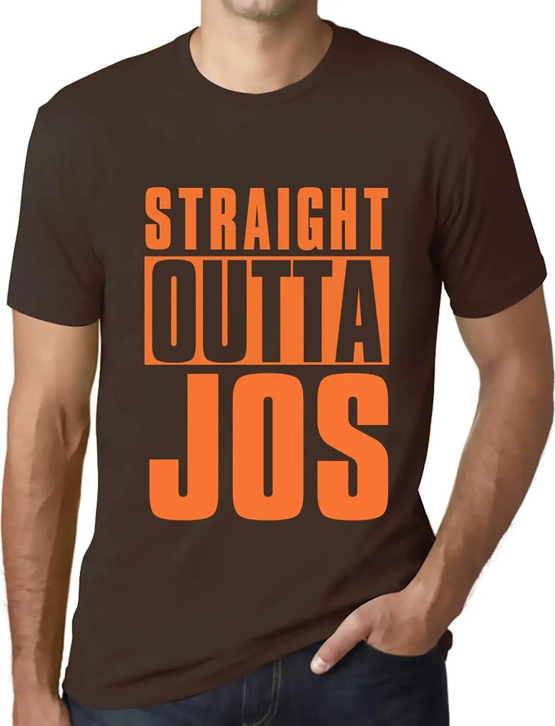 Herren Grafik T-Shirt Straight out of jos – Straight Outta Jos – Öko-Verantwortlich Vintage Jahrgang Kurzarm Lustige Druck Geburtstag Geschenk...