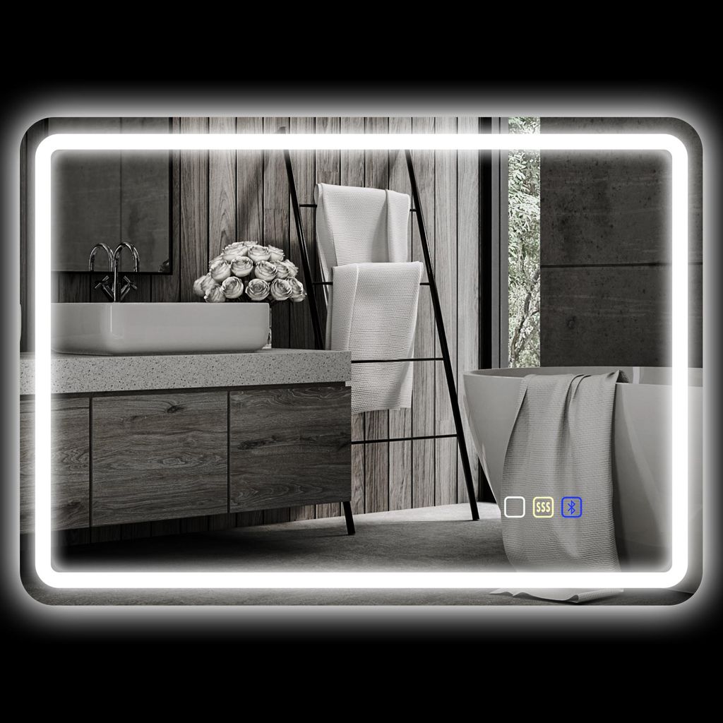 Specchio da bagno a LED HOMCOM, pannello antiappannamento, Immagine del prodotto 