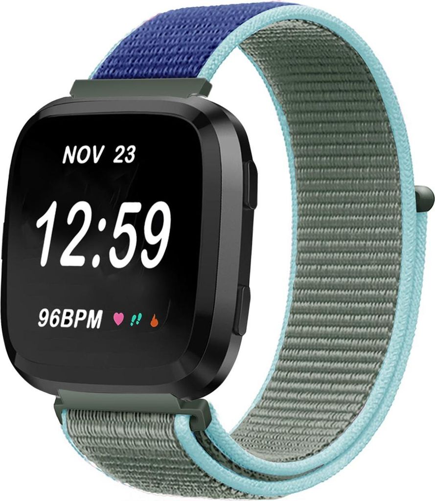 Nylon Smartwatch Armband - Passend für Fitbit Versa / Versa 2 Nylonband - khaki - Strap-it Uhrenarmband / Armband / Armbänder