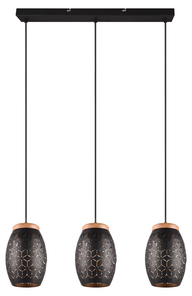 Lampa wisząca BIDAR czarna 3xE27x28W metal wym:150x71x15cm Zdjęcie produktu 