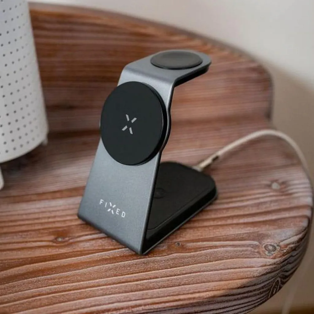 FIXED MagPowerstation ALU Stand 3 in 1: Ricarica Wireless iPhone Apple Watch - 7