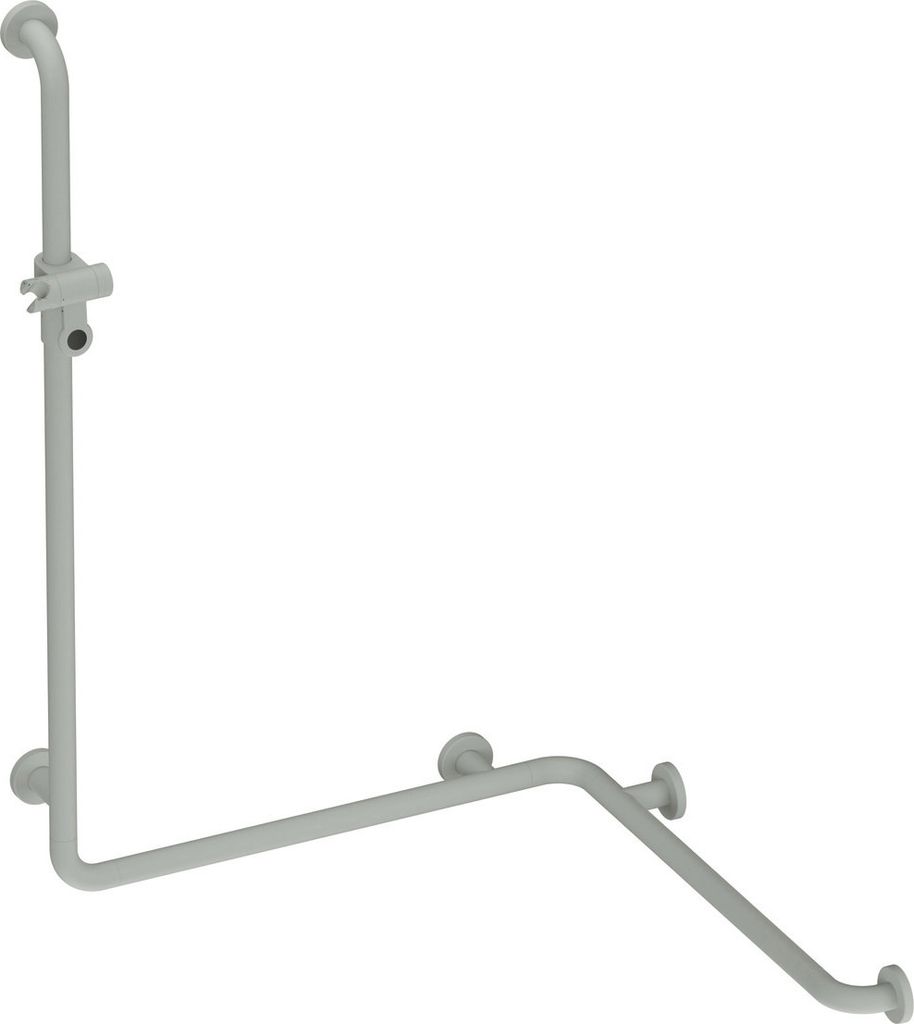 HEWI Duschhandlauf mit Brausehalterstange, Polyamid, mit verstellbarem Brausehalter, in HEWI Farbe 95 (Felsgrau)