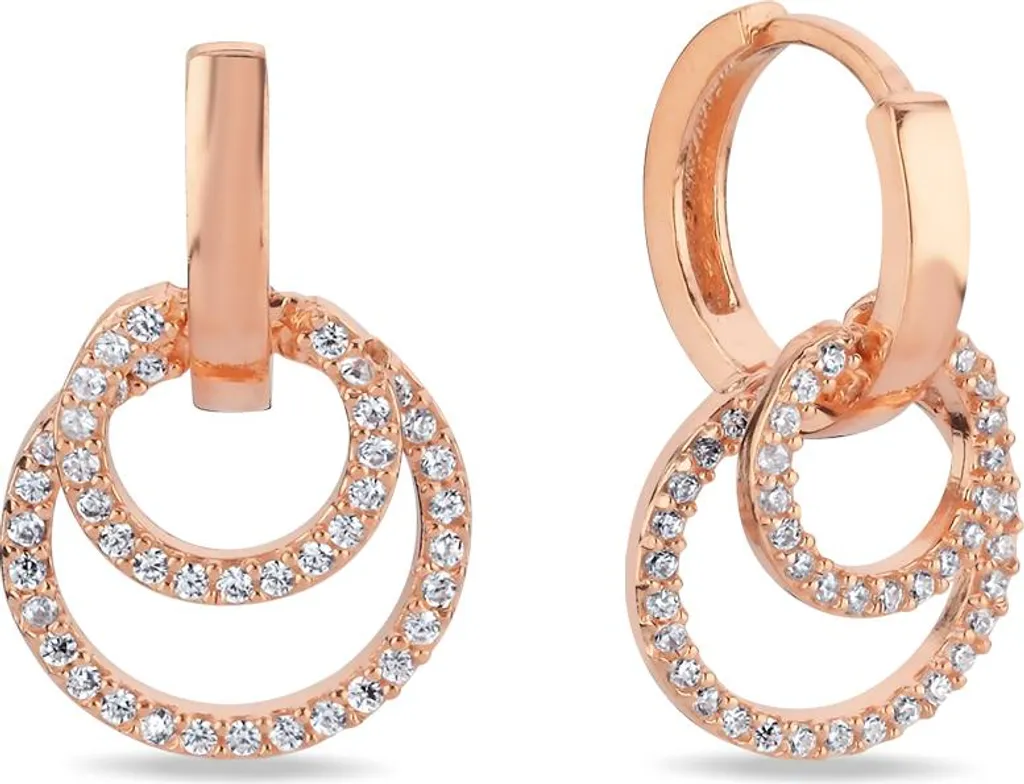Créoles Anneaux Doubles Suspendus en Argent Sterling Style Minimaliste