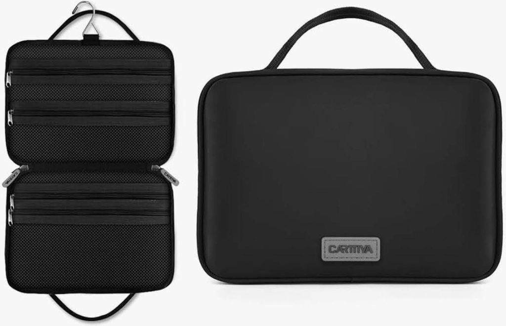 Carttiya Reise Kulturtasche, Kulturbeutel, wasserdicht, zum Aufhängen, praktisch, Geschenkidee Vatertag, Schwarz.