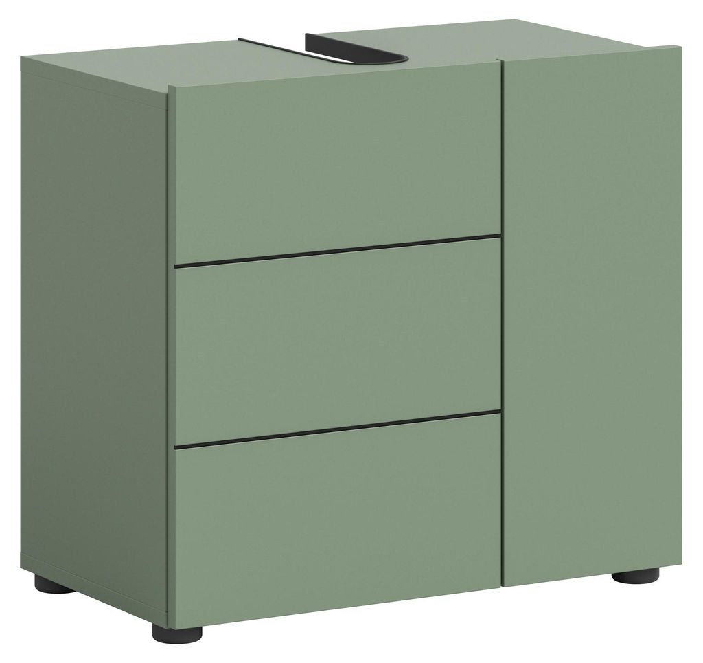 Waschbeckenunterschrank >Vira< in Smoke Green - 60x57x34cm (BxHxT)
