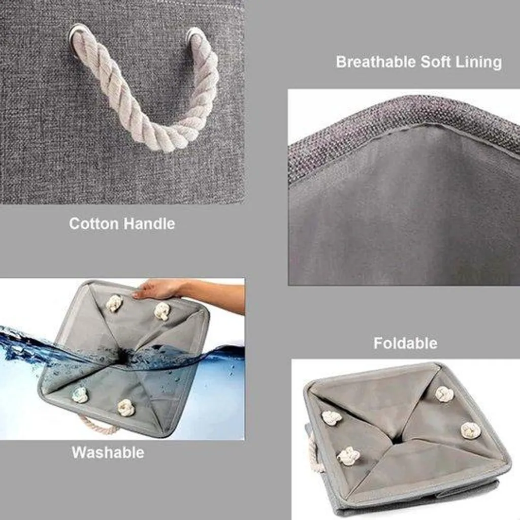 Lot de 3 Bacs de Rangement Pliables en Tissu pour Étagère et Armoire