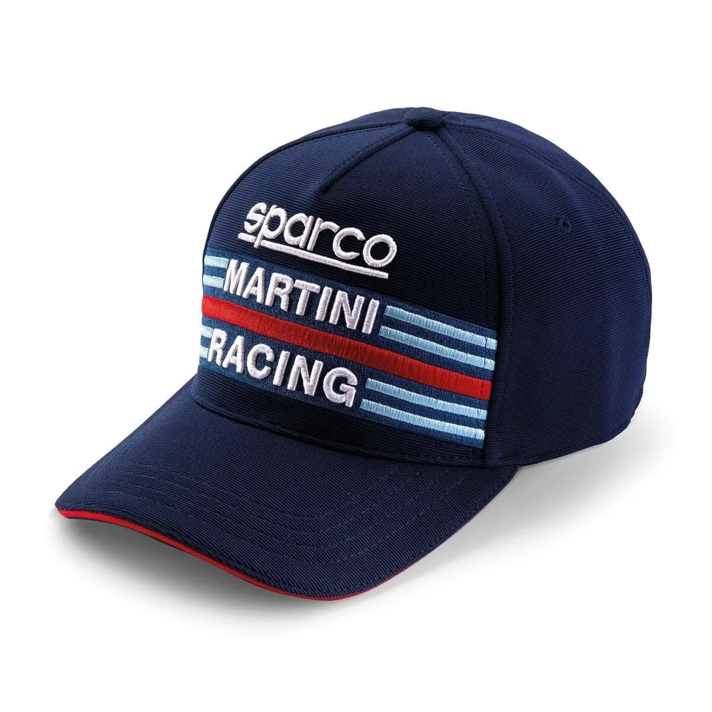 Casquette Sparco bleue avec technologie flexible Martini Racing
