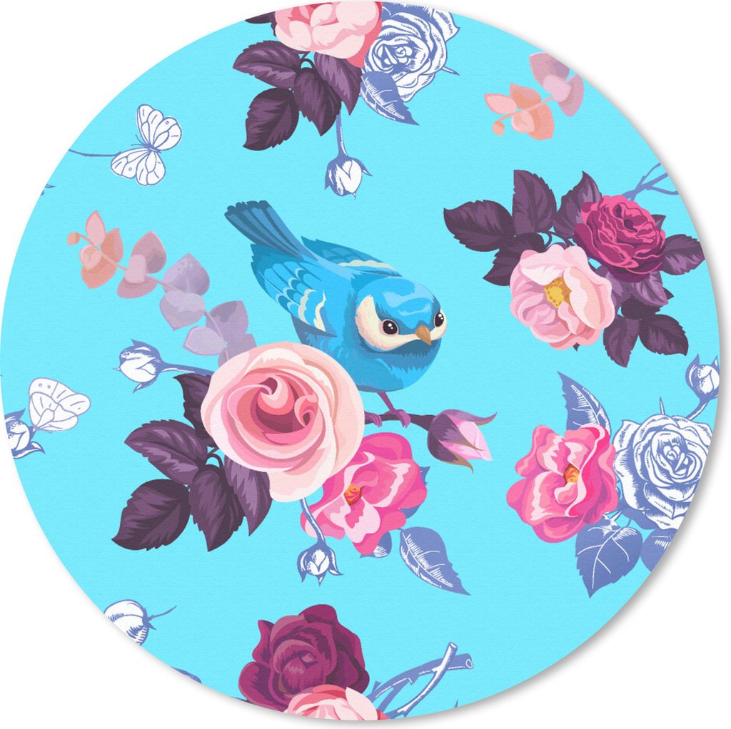 MuchoWow Mauspad Mousepad Vogel - Blumen - Muster 20x20 cm - Mousepads - Maus Mat - Pad - Mausunterlage - Schreibtischmatte