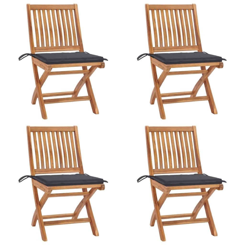Maison Exclusive - Klappbare Gartenstühle mit Kissen 4 Stk. Massivholz Teak