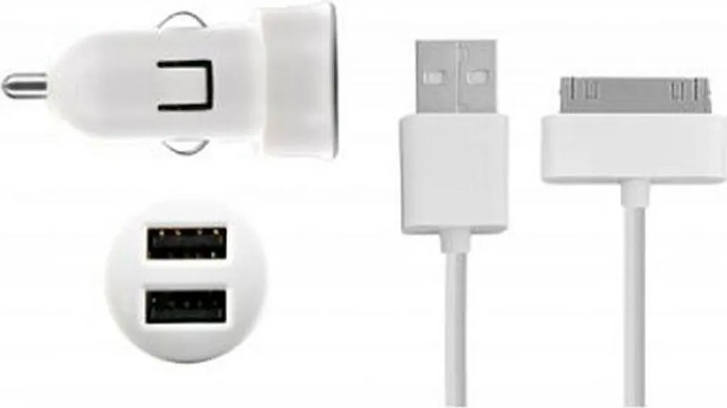 Mini Caricatore Auto Blueway 2A per Apple 30 Pin - Bianco o Nero