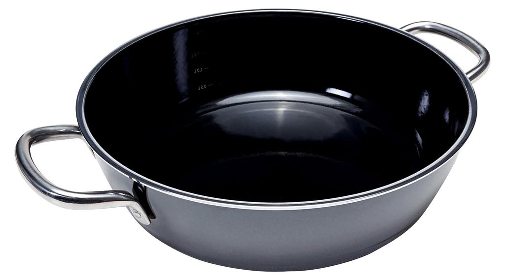 Servier-Schmorpfanne 24 cm, Bräter für Induktion, Schmortopf 2,7l, Silargan Funktionskeramik, hoher Rand, schwarz