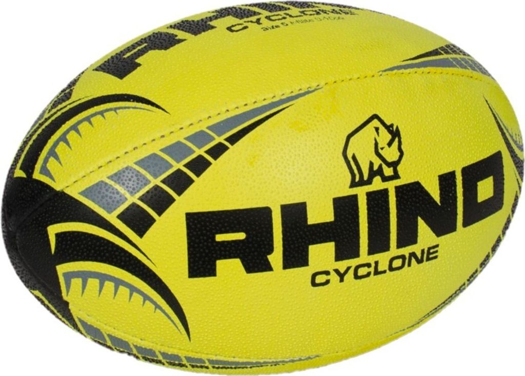 Rhino - Rugby-Ball Cyclone - Kunststoff, Gummi RD1451 (5) (Neongelb)