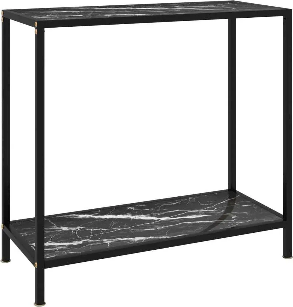 Offerta Consolle Nera Vetro Temperato 80cm | Tavolino Salvaspazio
