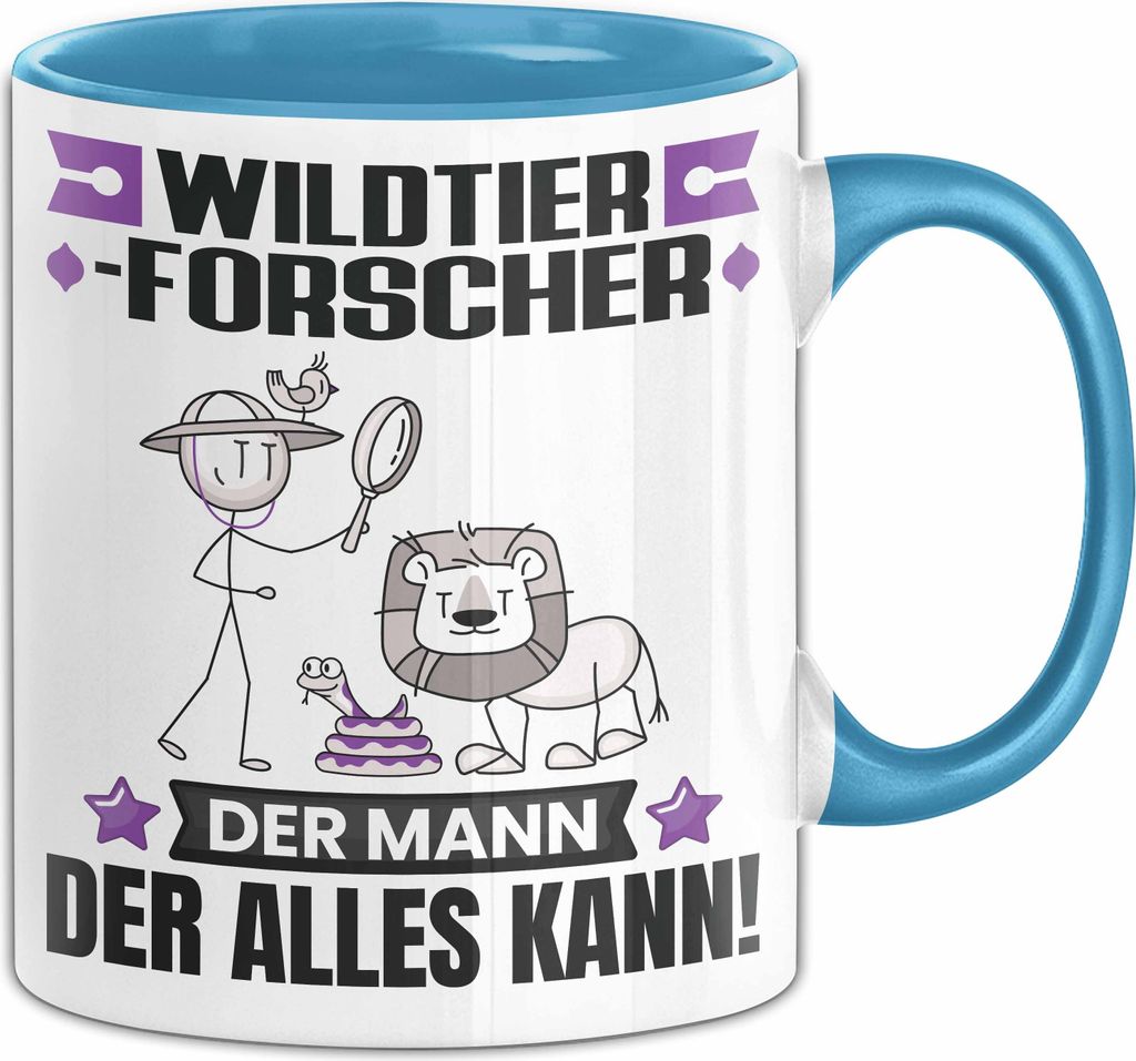 Wildtierforscher Tasse Geschenk für Wildtierforscher Der Mann Der Alles Kann Geschenkidee zum Geburtstag (Blau)