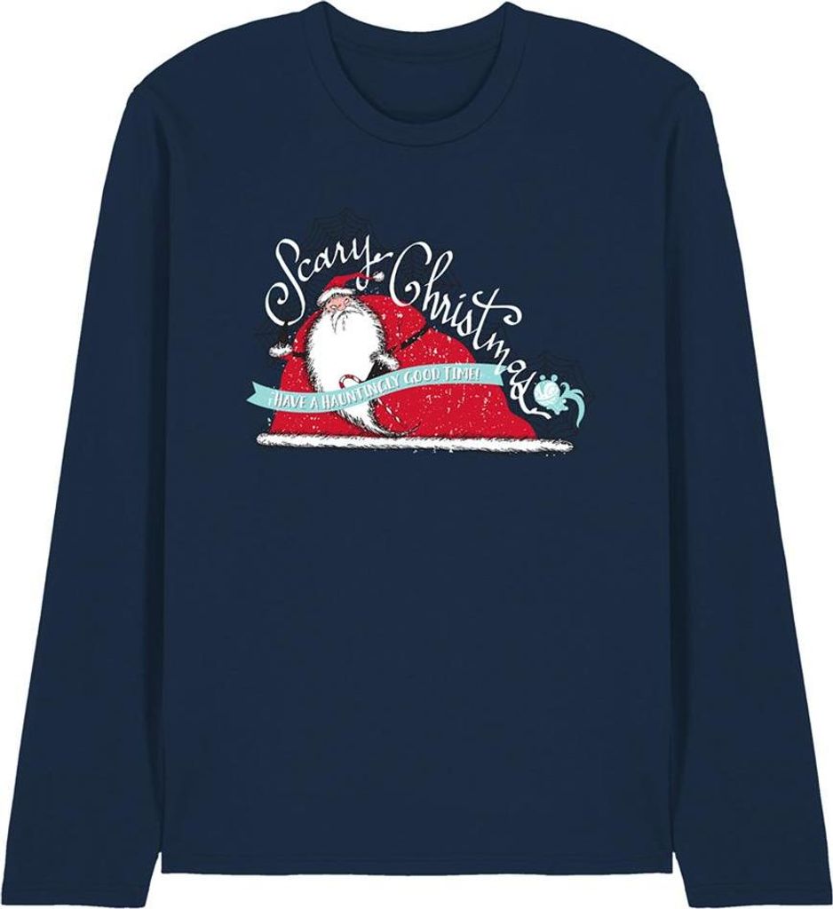 The Nightmare Before Christmas - T-Shirt für Herren/Damen Uni, weihnachtliches Design, Langärmlig TV26567 (L) (Marine)
