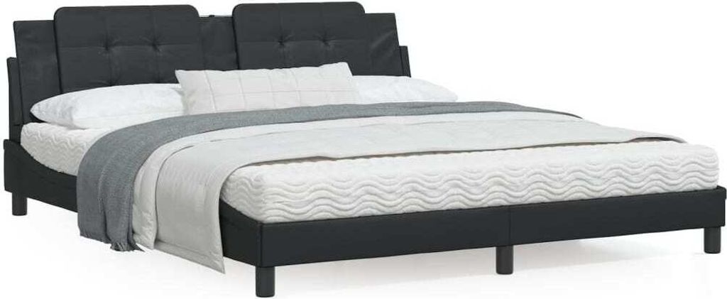 Maison Exclusive - Bett mit Matratze "Zadar" Schwarz 180x200 cm Kunstleder
