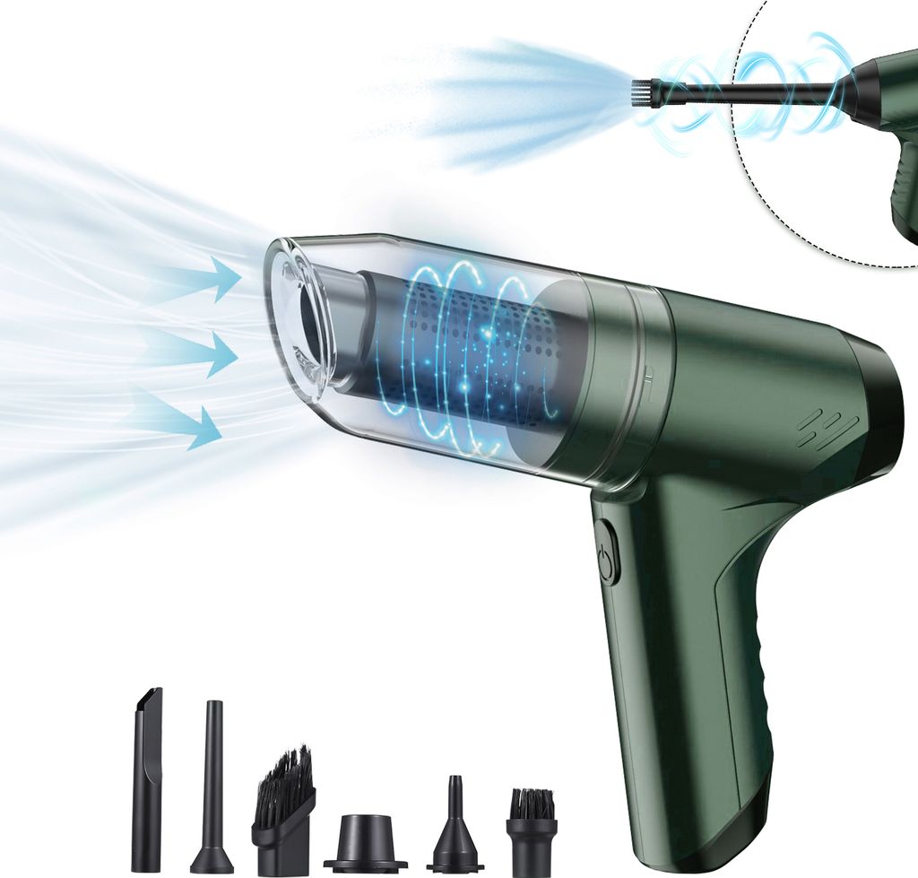 Handstaubsauger, kabellos, 19.000 Pa, kraftvolles Saugen und Blasen, 3-in-1-Staubsauger, Luftgeblaese und Handpumpenstaubsauger, 120 W, leistungsst...