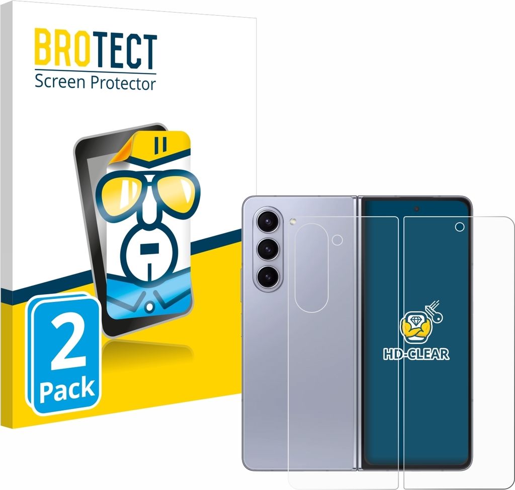 2x Für Samsung Galaxy Z Fold 5 (Display+Rückseite) Schutzfolie BROTECT Displayschutz Display Schutz Folie Klar Transparent