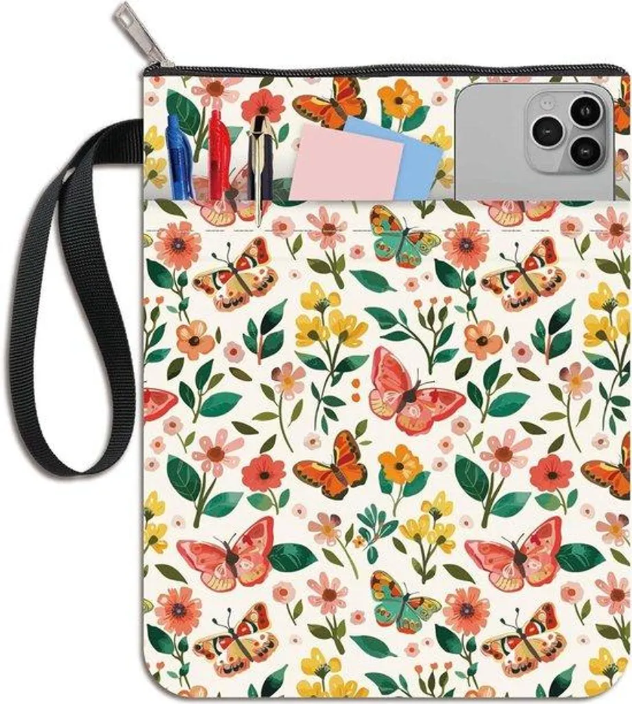 Pochette de livre à fermeture zippée motif floral pour de poche