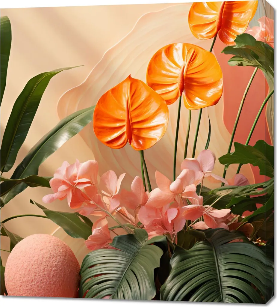 Offerta Quadro 90x100 Paradiso Arancione - Tela per Parete