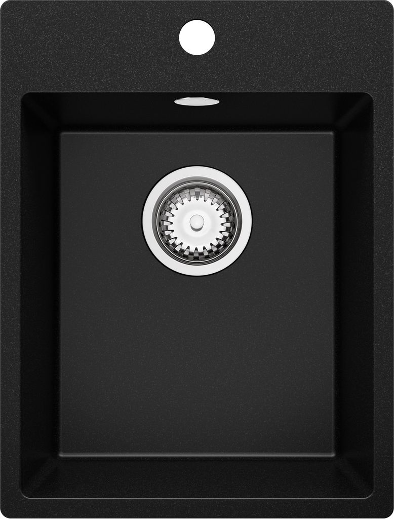PRIMAGRAN Spülbecken Schwarz 38x50cm, Granitspüle 1 Becken Produktbild 