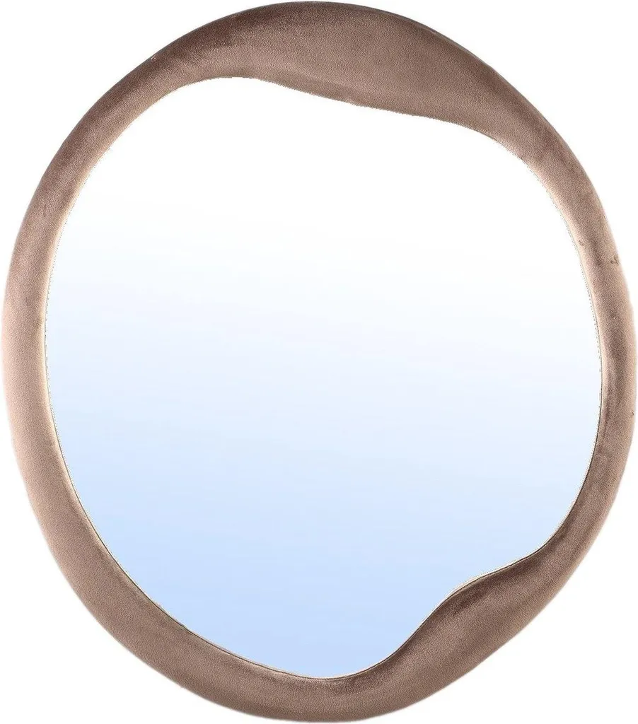 Specchio PTMD Don Velvet Marrone Ø70 - Design in Velluto per Interni