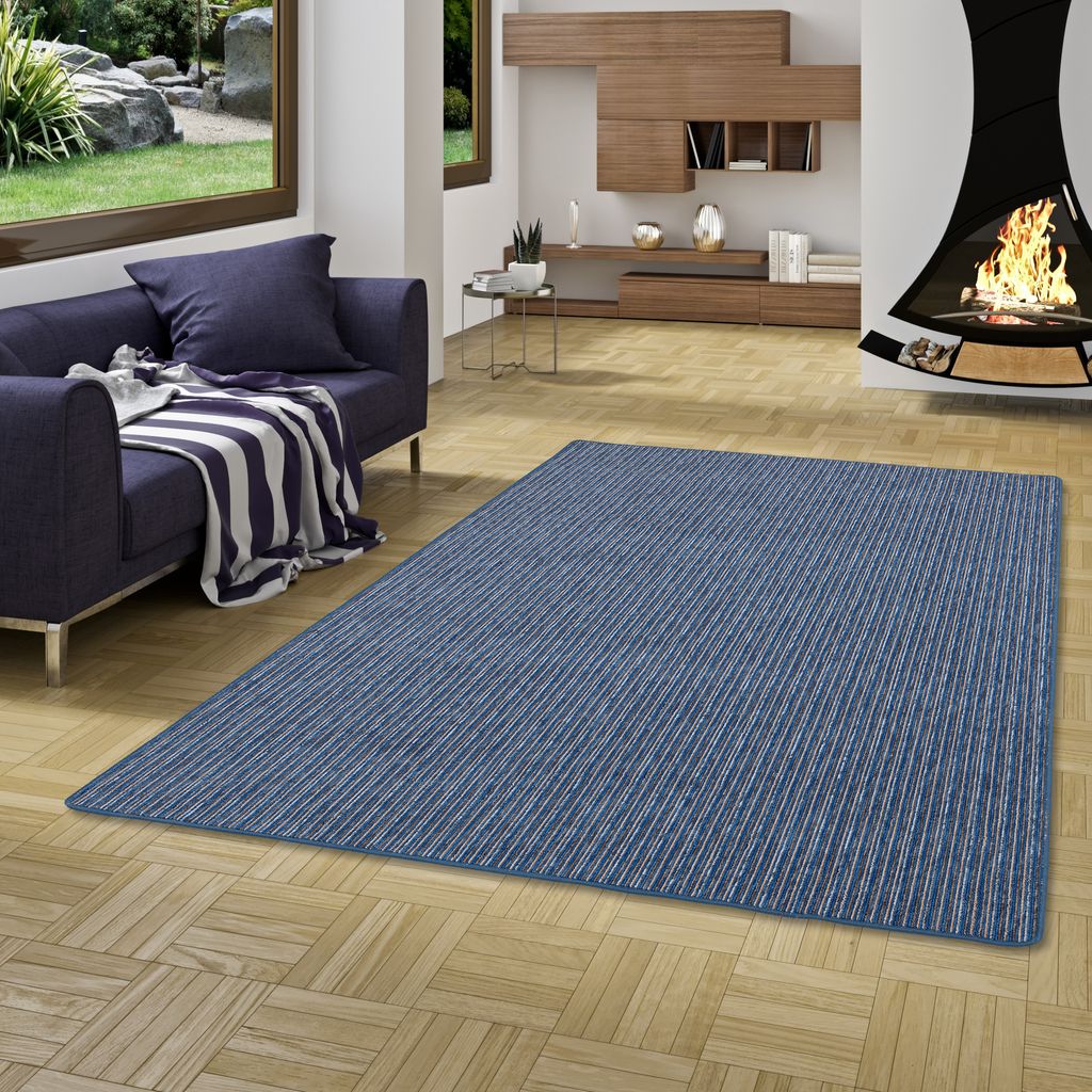 Streifenberber Teppich Marta Blau, Größe:80x320 cm