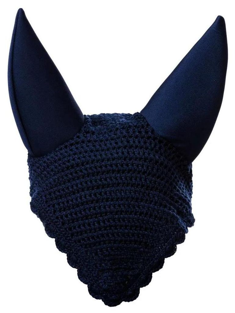 EQUITHÈME Neopren Ohrenschutz, Fliegenhaube in blau und schwarz, Farbe:marineblau, Größe:Warmblutgröße