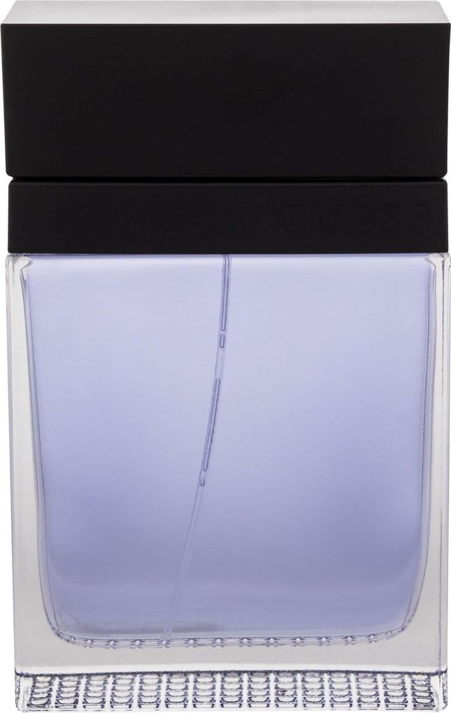 A close-up, front-facing studio shot of a bottle of Guess Seductive Eau de Toilette for Men.