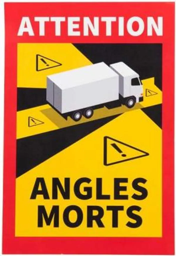 Autocollant Angle Mort Camion et Bus - Adhésif Réglementaire 25x17cm