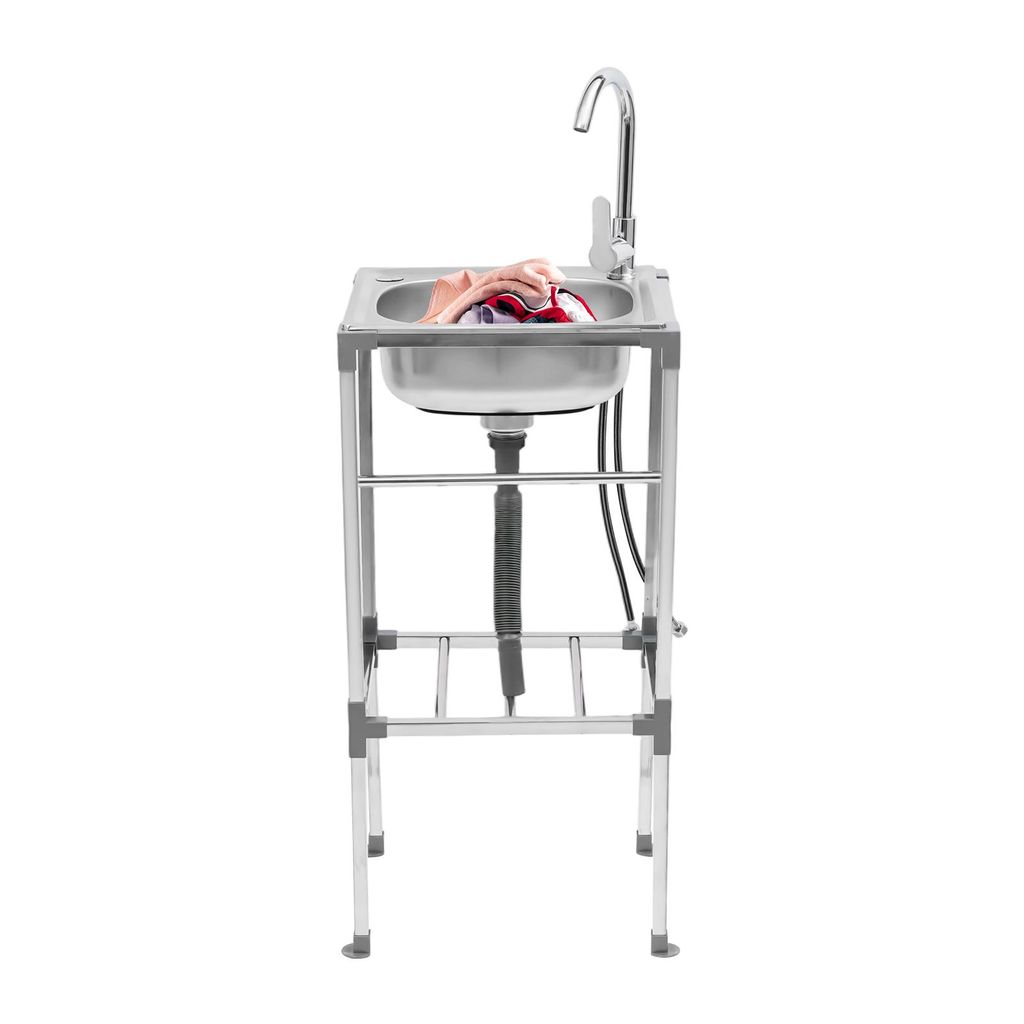 42*37*83cm Freistehendes Waschbecken, Edelstahl-Spülbecken, Gewerbespüle mit Kaltwasserhahn
