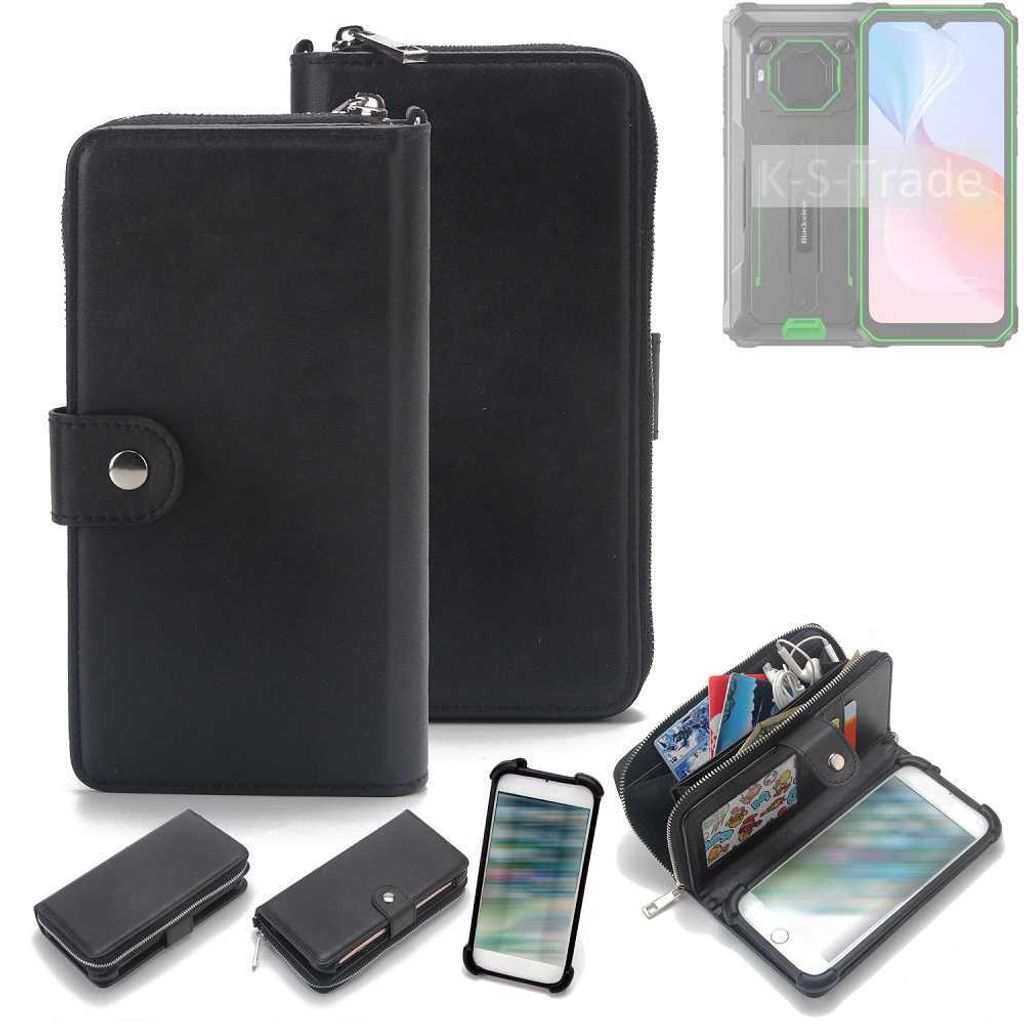 K-S-Trade 2in1 Handyhülle Schutzhülle kompatibel mit Blackview BV6200 Pro & Portemonnee Cover Handy Hülle Case Etui Geldbörse Wallet Bookstyle