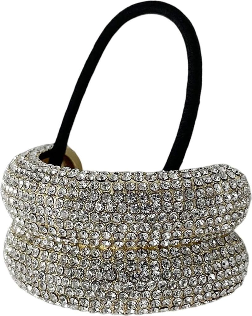 Elastisches Haargummi mit geometrischen Strass-Steinen – edles Gold