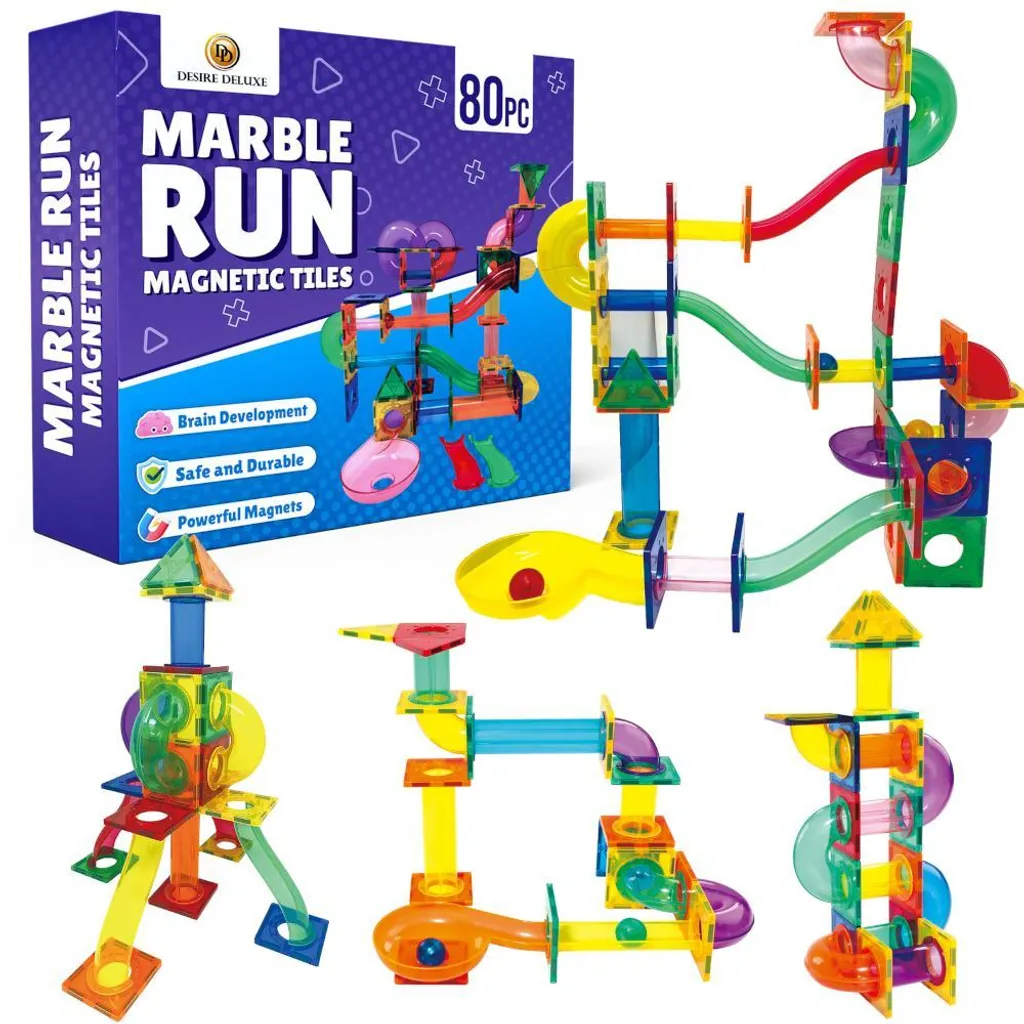 Jeu de construction magnétique STEM 80 pièces : circuit à billes enfant