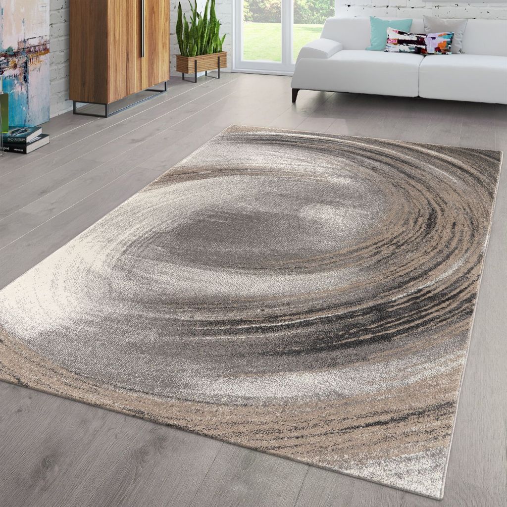 TT Home Wohnzimmer Teppich Kurzflor Abstraktes Design Pastell Used Look Modern Bunt Größe 80x150 cm