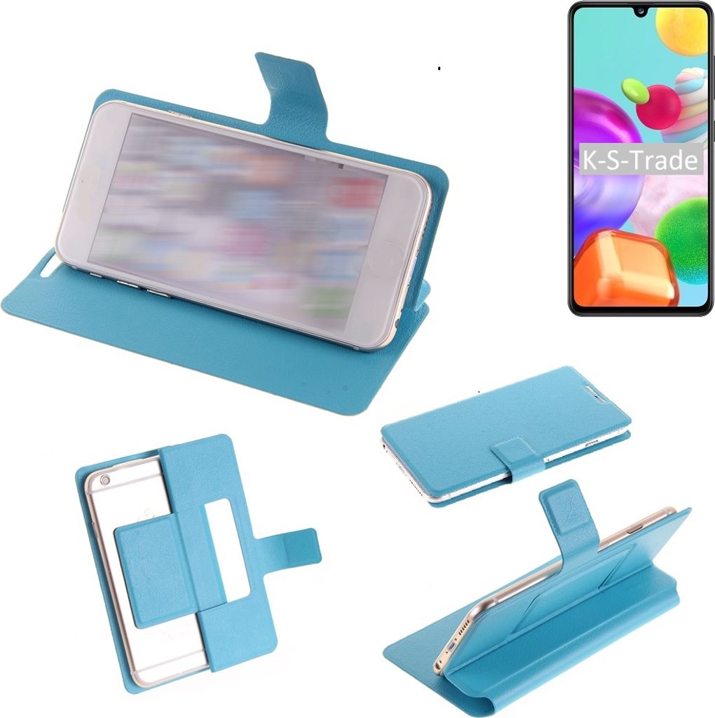 K-S-Trade Schutzhülle Handyhülle kompatibel mit Samsung Galaxy A41 Flip cover Handy case Smartphone Klapphülle blau