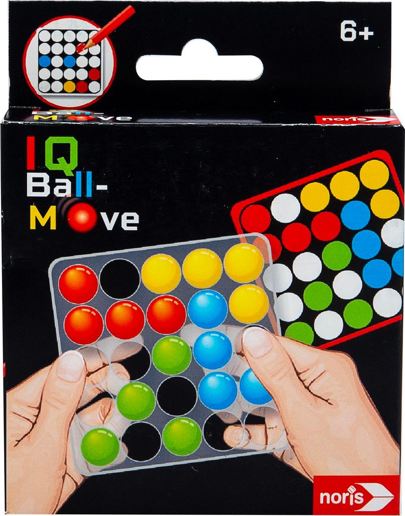noris 606134744 - IQ Ball-Move Spiel (Logikspiel ab 6 Jahre) - cleveres Denkspiel für 1 Person im kompakten Format mit 20 Vorlagen und Blanko-Kart...