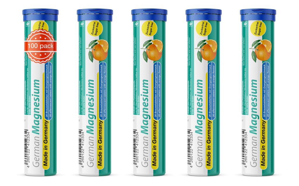 German Magnesium Brausetabletten 5x20 Stk. Orangengeschmack Produktbild 