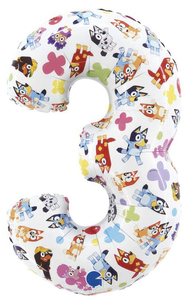 Ballon Bluey nombre 3 - 66 cm -Grabo -Troisième Image du produit 