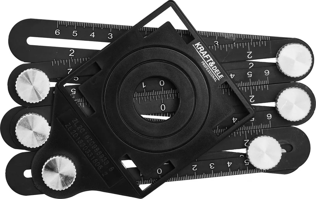 Équerre de mesure articulée et règle pliable multi-angle en métal noir - 3