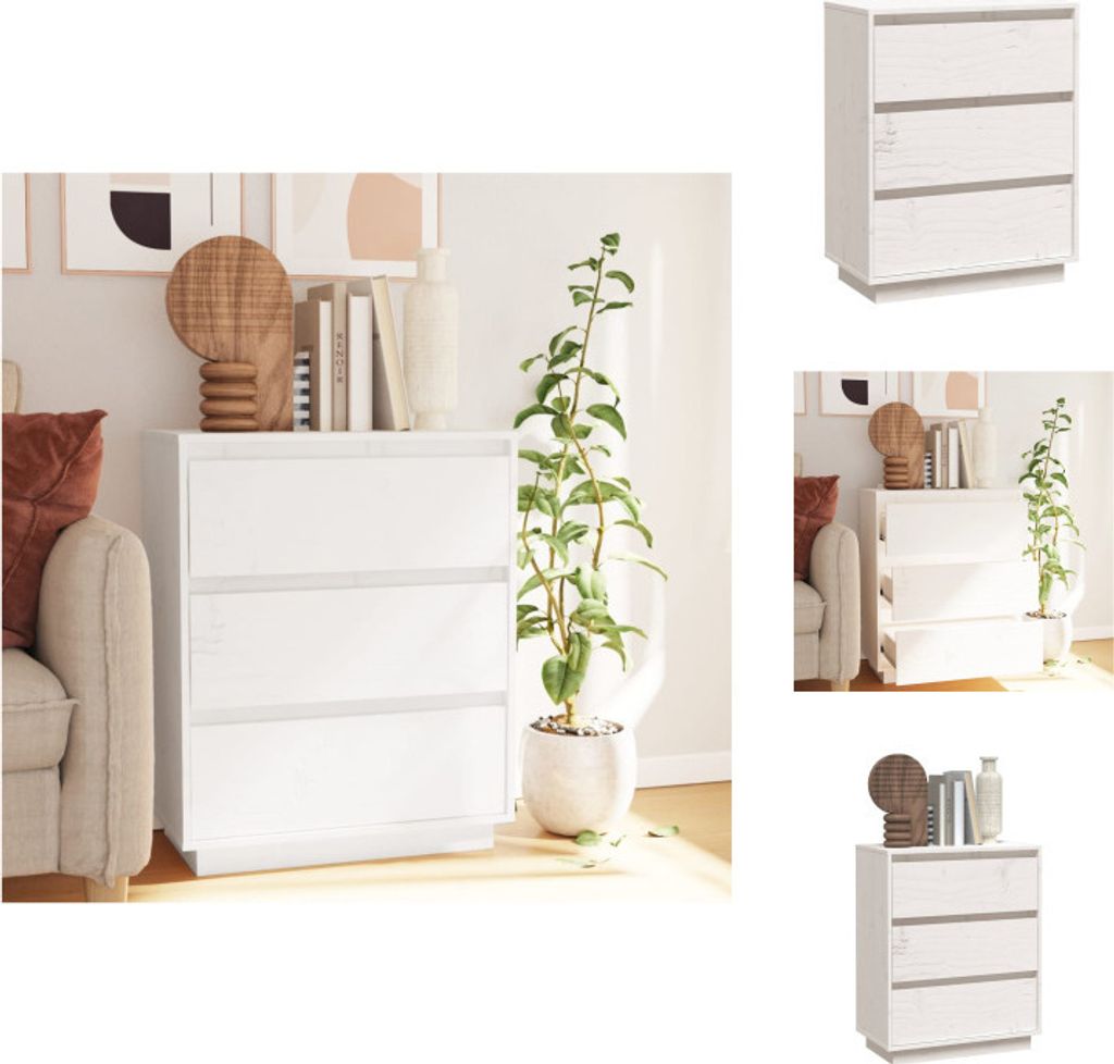 vidaXL Sideboard Weiß 60x34x75 cm Massivholz Kiefer - Sideboards