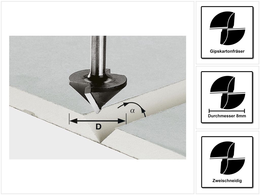 Fresa per cartongesso Festool HW S8 D32/90° Diametro 32 mm Immagine del prodotto 